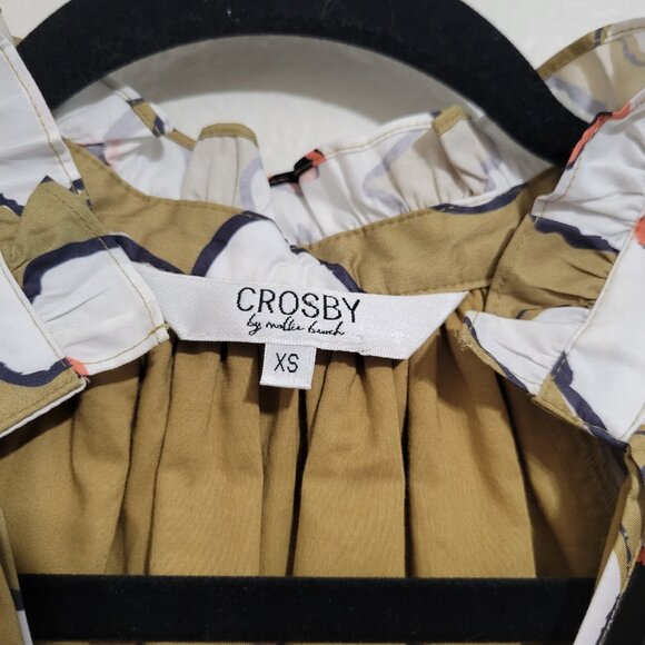 Crosby Isabelle Green Yellow Floral Print Puff Sleeve Tiered Mini Dress Size XS - Picture 6 of 8